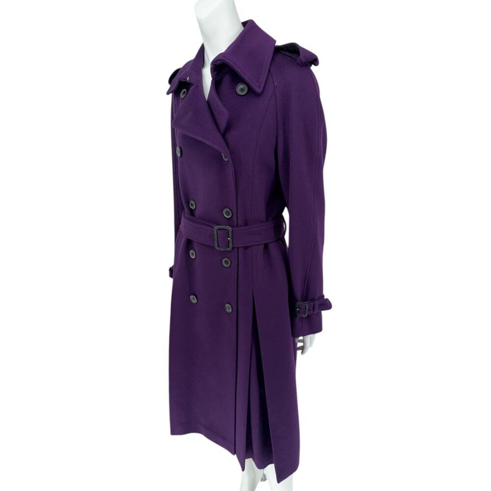 Burberry London Wool & Cashmere Trench Coat – Deep Purple US 12 - Picture 10 of 16